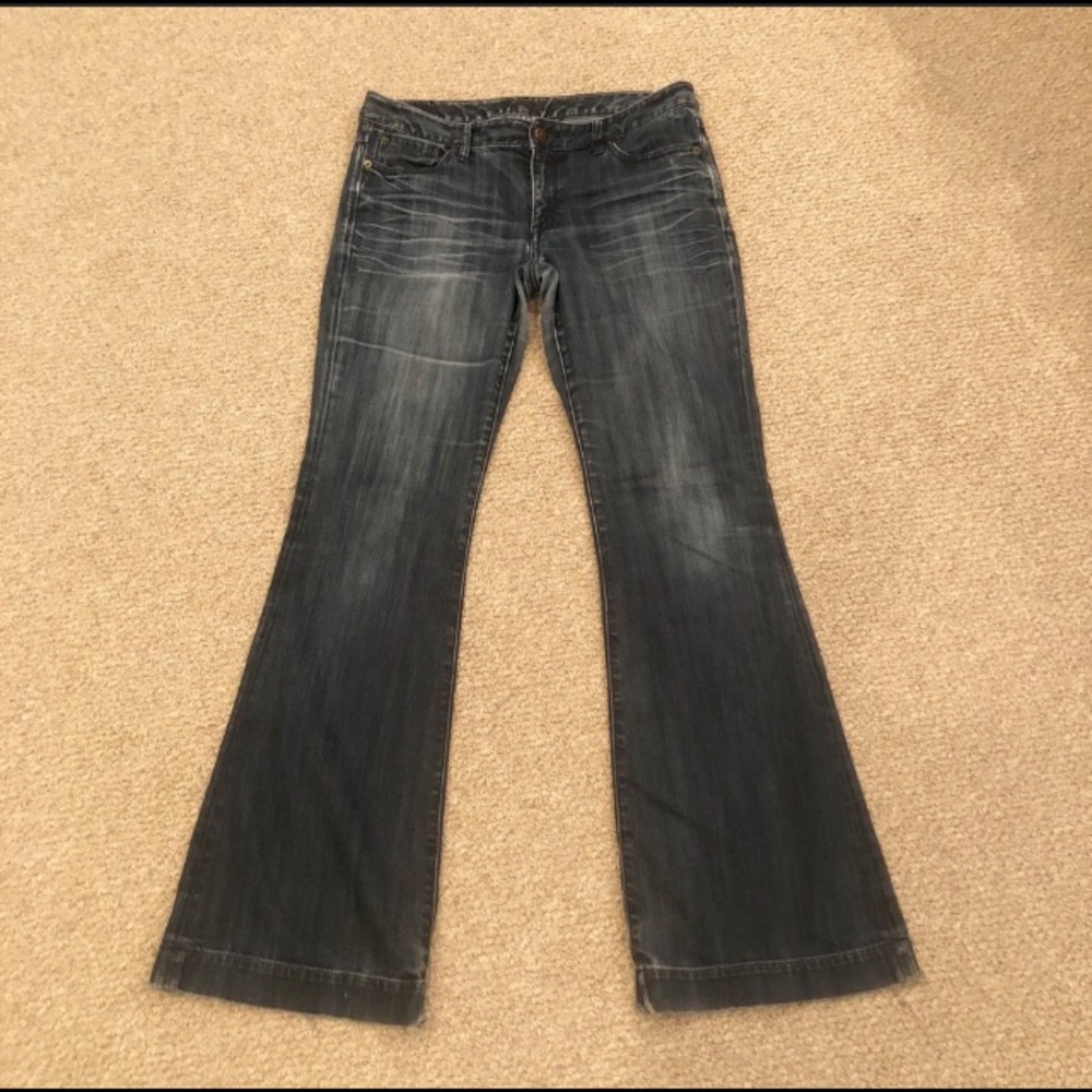 Distressed Denim Express Flare Leg Wide Cuff